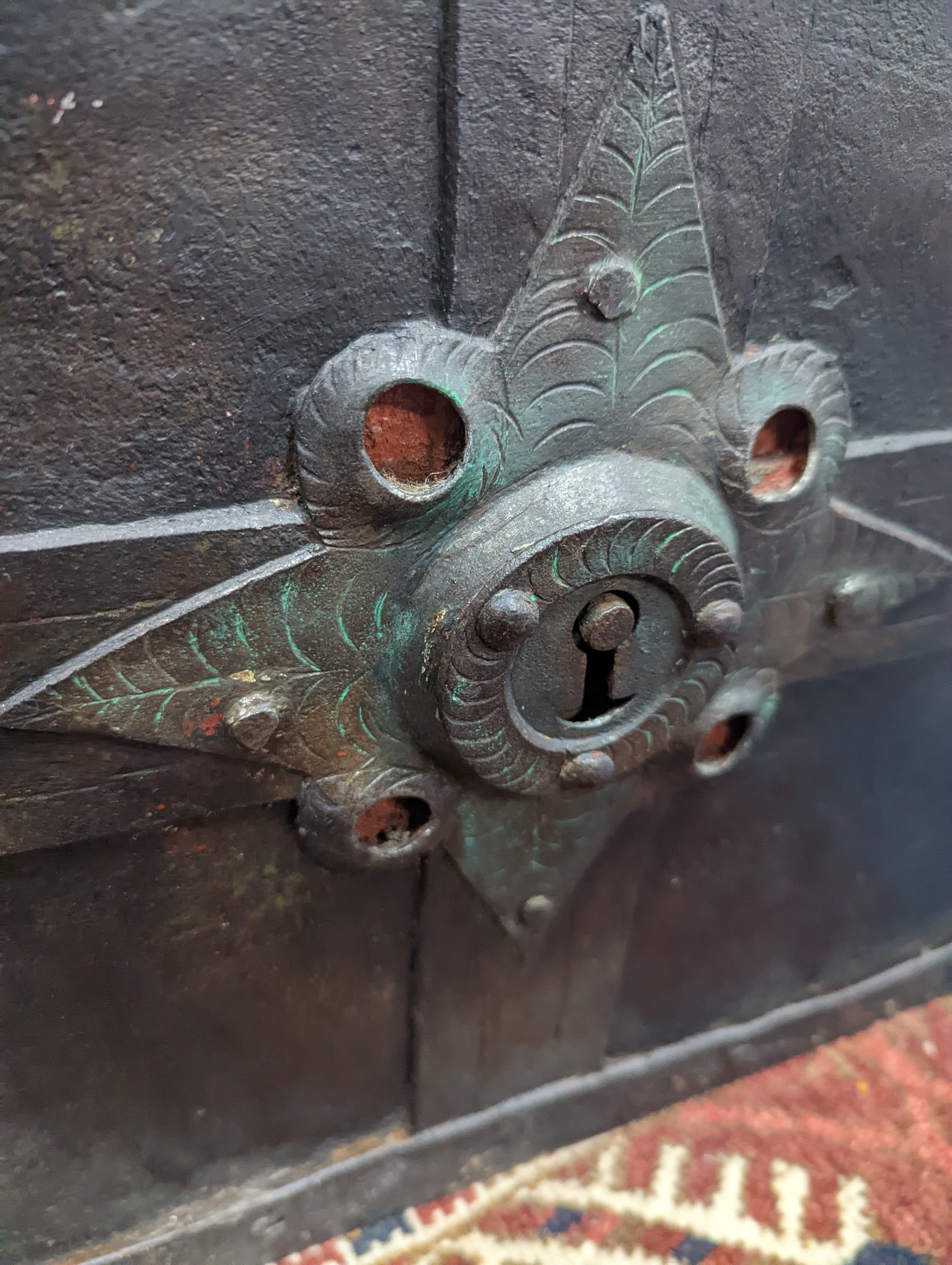 A 17th/18th century German ironbound 'Armada' chest, with key